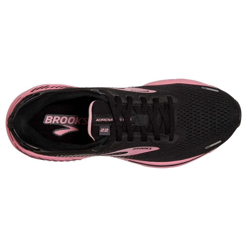 BROOKS Adrenaline GTS 22 Wide D Womens Running Shoes Black/Dianthus/Silver 2 BROOKS Adrenaline GTS 22 Wide D Womens Running Shoes Black/Dianthus/Silver - Image 2