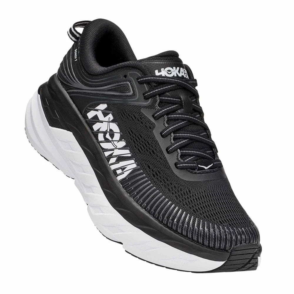 Hoka Bondi 7 Wide 2E Mens Road Running Shoes Black/White 3 Hoka Bondi 7 Wide 2E Mens Road Running Shoes Black/White - Image 3