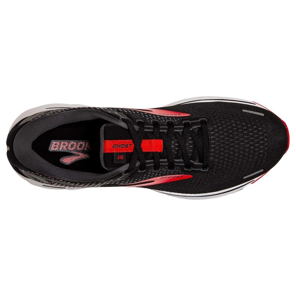 BROOKS Ghost 14 Wide 2E Mens Running Shoes Black/Red/White 2 BROOKS Ghost 14 Wide 2E Mens Running Shoes Black/Red/White - Image 2