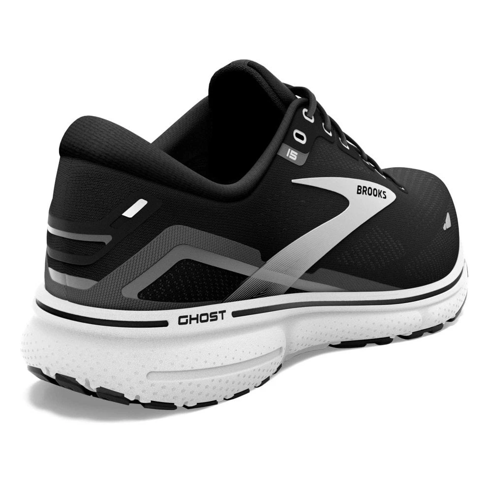 BROOKS Ghost 15 Wide 2E Mens Running Shoes Black/Blackened Pearl/White 2 BROOKS Ghost 15 Wide 2E Mens Running Shoes Black/Blackened Pearl/White - Image 2