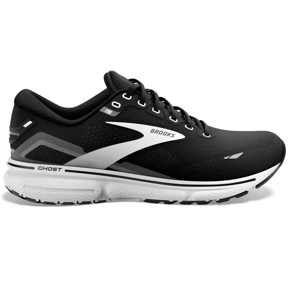 BROOKS Ghost 15 Wide D Womens Running Shoes Black/Blackened Pearl/White 1 BROOKS Ghost 15 Wide D Womens Running Shoes Black/Blackened Pearl/White