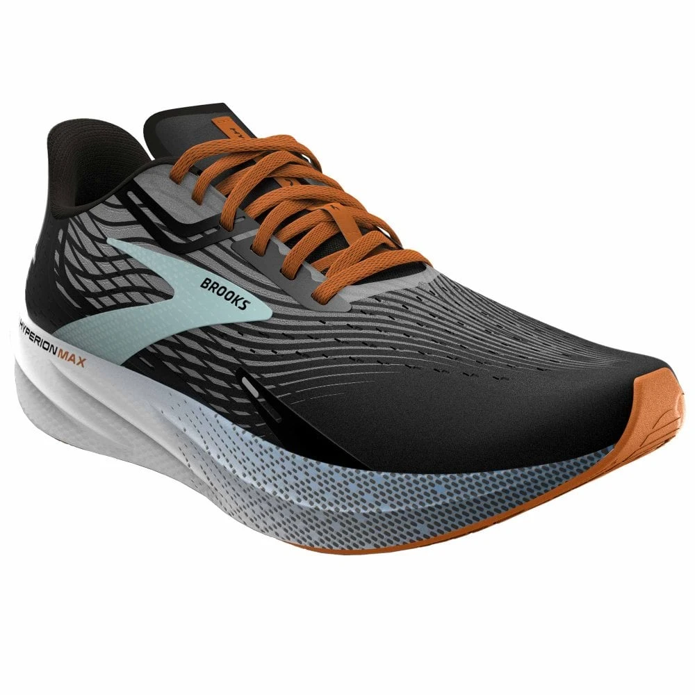 BROOKS Hyperion Max Mens Running Shoes Black/Grey/Orange Clown Fish 1 BROOKS Hyperion Max Mens Running Shoes Black/Grey/Orange Clown Fish