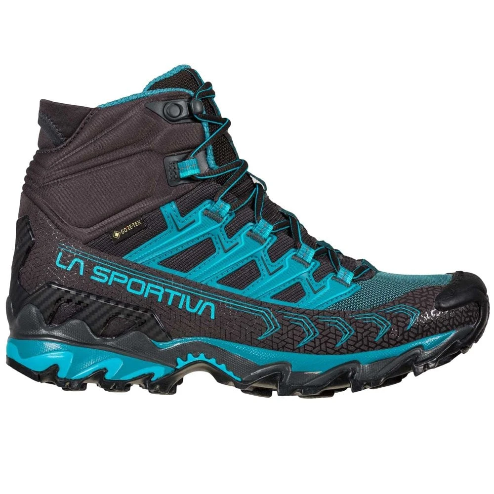 La Sportiva Ultra Raptor II Mid GTX Womens Hiking Boots Carbon/Topaz 1 La Sportiva Ultra Raptor II Mid GTX Womens Hiking Boots Carbon/Topaz